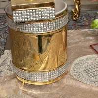 سطل وجا دستمال کاغذی سیلور طلایی