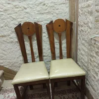 صندلی چوبی دو عدد کار کرده سالم