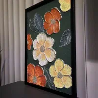 تابلو نقاشی دکوراتیو برجسته طرح گل
