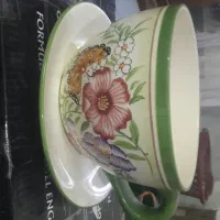 فنجان ومیوه مصنوعی وکاج وگل مصنوعی وقال گل چینی