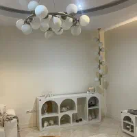لوستر و کنار آویز مولکولی سفید طلایی(ست)