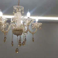 لوستر پنج شاخه کریستال در حد نو