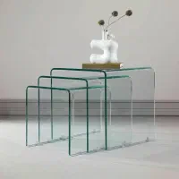 میز کنار مبلی شیشه ای وین لایت - مجموعه سه تایی