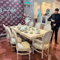میز و صندلی ناهارخوری مدل لویی کلاف تماما چوب راش