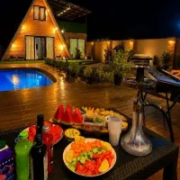 کلبه استخردار،باغ ویلای جکوزی دار،کلبه سوئیسی