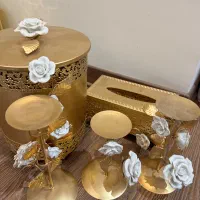 ست کامل طلایی گلدار