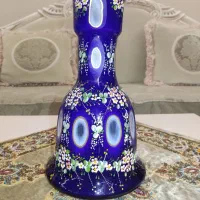 کوزه قلیان سه پوست نقاشی هنر دست تراش دار آنتیک آس