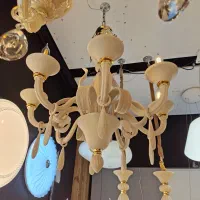 لوستر  مورانو رنگ کرم کوره ای 8 شعله