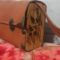 کیف کناره چوبی چرم مصنوعی
