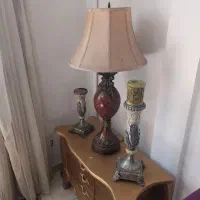 دو عدد شمعدانی آباژور رومیزی بالای50ساله وآینه