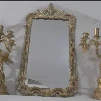 آینه وشمعدان برنزی