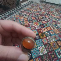 انگشتر عقیق یمن تیغ آبدار کهنه پایه برنجی قاجاری