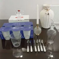 نیم لیوان.فنجان پایه دار. گلدان.شیشه روغن