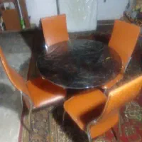 میز صندلی شیشه ایی چهارنفره