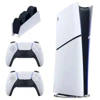 ps5 اسلیم دیجیتال دو دسته با پایه شارژر