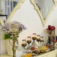 کنسول چوبی با دو آینه سالم