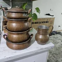قابلمه و پارچ و لیوان مس کیلویی