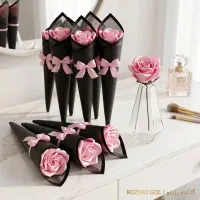 تک شاخه روبانی صورتی جذاب مناسب کادو رنگبندی جذاب