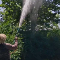 سم پاشی کود حیوانی چوب بری خاک باغچه