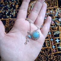 گردنبند نقره 925 با سنگ عقیق آبی طبیعی