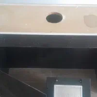 هود مورب شیشه ای سالم با کابینت و گاز صفحه ای