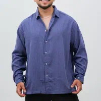 پیراهن مردانه اسپرت آستین بلند لینن ریزشی