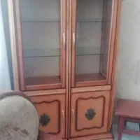 بوفه دوتکه کمد دار چوب راش در حدنو