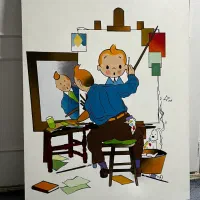 تابلو نقاشی اکرلیک تن تن و میلو
