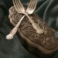 چنگال عتیقه روکش نقره