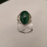 انگشتر نقره عقیق سبز رکاب تمام شبکه