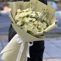 دسته گل رز مینیاتوری سفید کد ۱۴۱۰ گلاریس