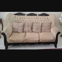 مبل ۷نفره کرم دور چوب مشکی