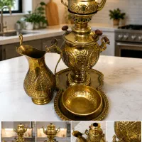 سماور ذغالی برنجی ۶ لیتری