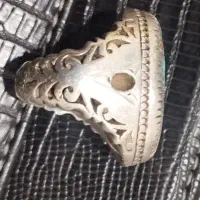 دو عدد انگشتر سایز بزرگ نقره ۹۲۵نگین فیروزه