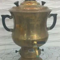 سماور گازی ۶لیتری درحد نو آبکاری طلایی قدیمی