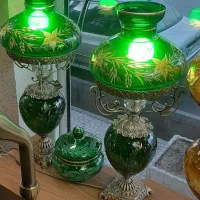 شمعدان تراش سبز قطعات تمام برنج