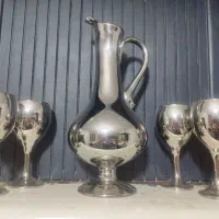 پارچ و لیوان نقره ای رنگ