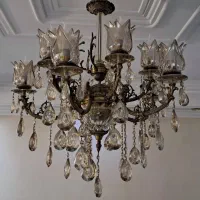 دو عدد لوستر ۱۰ لاله برنجی