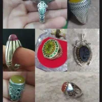 انگشتر نقره فیروزه ، عقیق و زبرجد