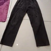 شلوار دخترانه جین زغال سنگی