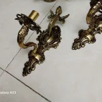 لوستر  دیوارکوب فرشته دار برنزی قدمت دار دو عدد