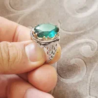 انگشتر نقره کوارتز سبز