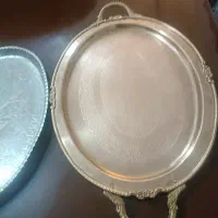 دوعدد سینی برنجی طلایی ومسی