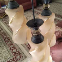 یک جفت لوستر سه شاخه شیشه ای(جمعا ۶ شعله)