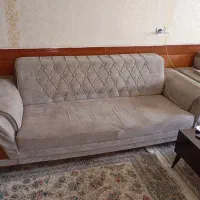 فروش یک دست مبل طوسی و کرم 8 نفره