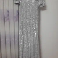 لباس مجلسی پولکی نقره‌ای /کاملاً نو و استفاده نشده
