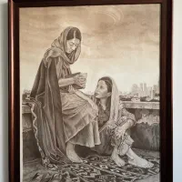 طراحی دست با قلم تک رنگ آلمانی  فال حافظ