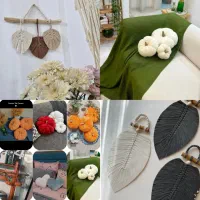 کوسن کدوتنبل.. دیوارکوب برگ مکرومه جاکلیدی