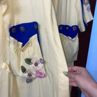 مانتو بلند لیمویی آبی کاربنی گل برجسته