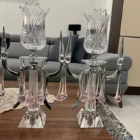 یک جفت شمعدان کریستال خورشیدی